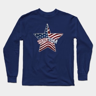 American Flag Sober Star Long Sleeve T-Shirt